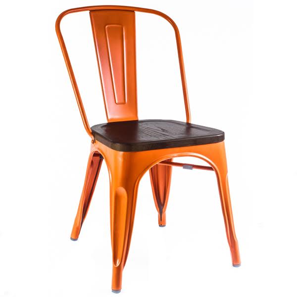 Кухонный стул Tolix Chair Wood Orange Оранжевый Коричневый Кухонный стул Tolix Chair Wood Orange Оранжевый Коричневый в Рязани | Loft Concept