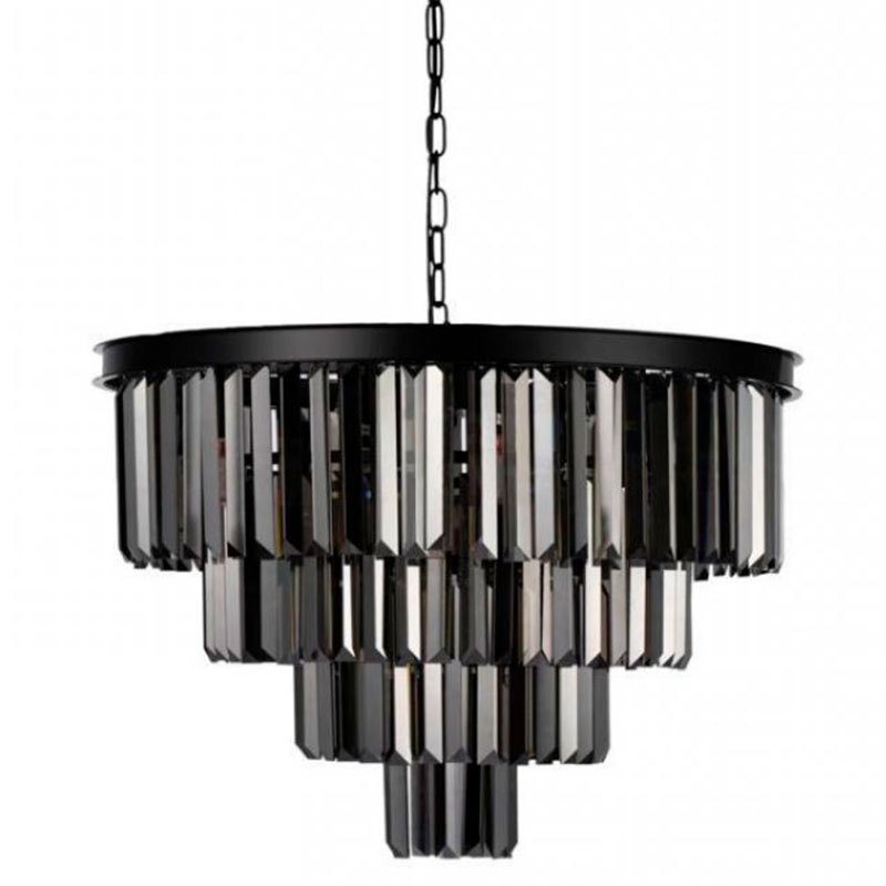 Круглая Люстра RH 1920s Odeon Black iron Four Layers Серое Стекло диаметр 60 см Черный Серый Круглая Люстра RH 1920s Odeon Black iron Four Layers Серое Стекло диаметр 60 см Черный Серый в Рязани | Loft Concept