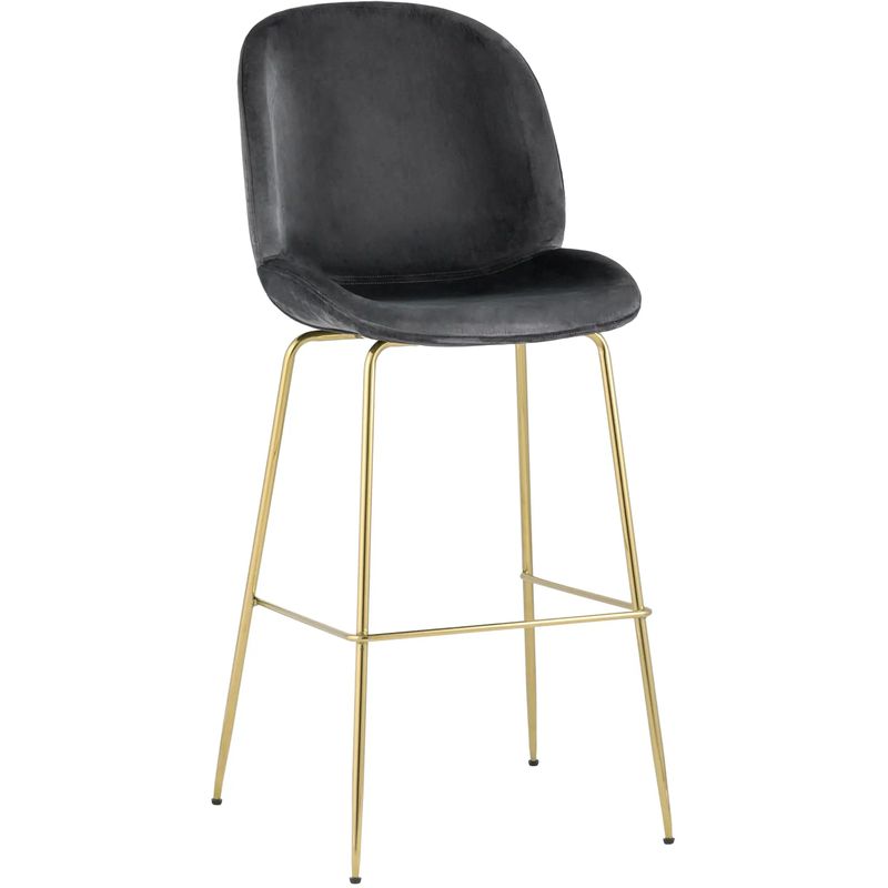 Барный Стул Серый Велюр Vendramin Chair Серый Золотой в Рязани | Loft Concept 