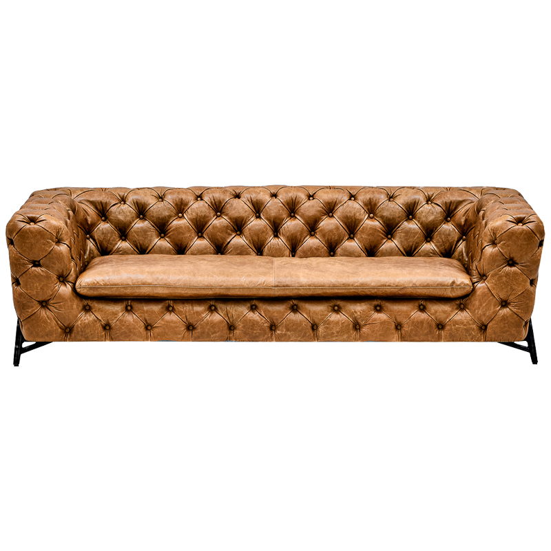Диван Hendrica Capitone Sofa Карамель Черный Диван Hendrica Capitone Sofa Карамель Черный в Рязани | Loft Concept
