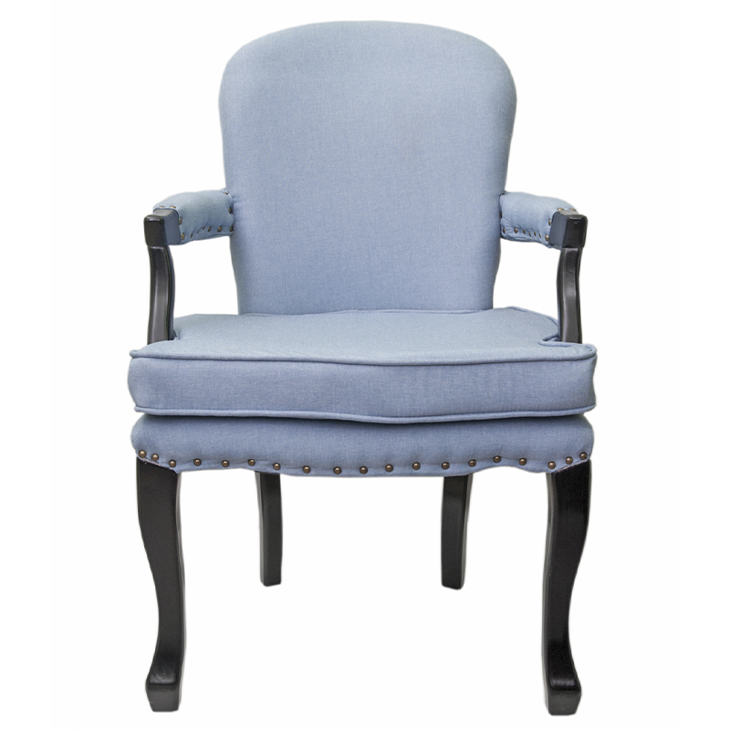 Кресло Aubrey Classical Armchair blue flax Голубой Черный Кресло Aubrey Classical Armchair blue flax Голубой Черный в Рязани | Loft Concept