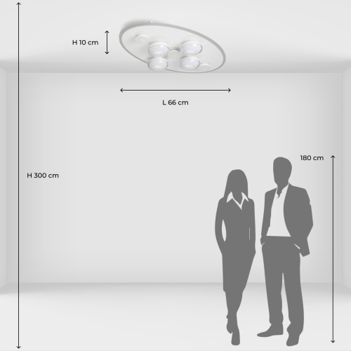 Потолочный светильник овальной формы белого цвета с 7-ю лампами Lunar Pebbles в Рязани