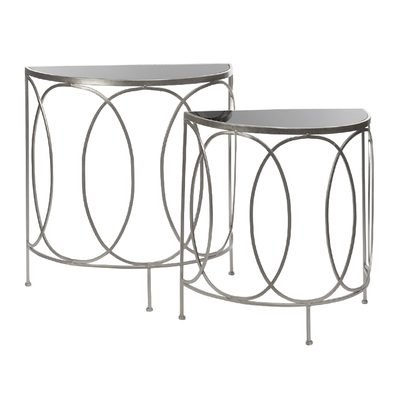 Консоль полукруглая Frame Metallic Silver Серебряный Серый в Рязани | Loft Concept 