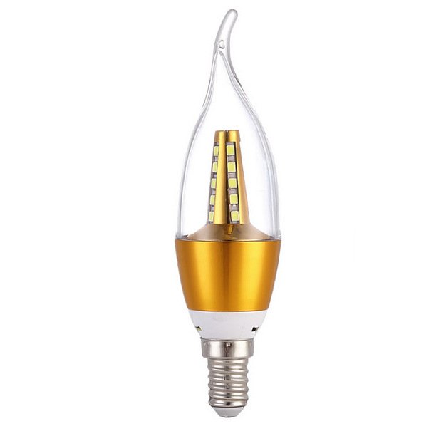 Прозрачная лампочка свеча LED E14 с позолотой Глянцевое золото Прозрачная лампочка свеча LED E14 с позолотой Глянцевое золото в Рязани | Loft Concept