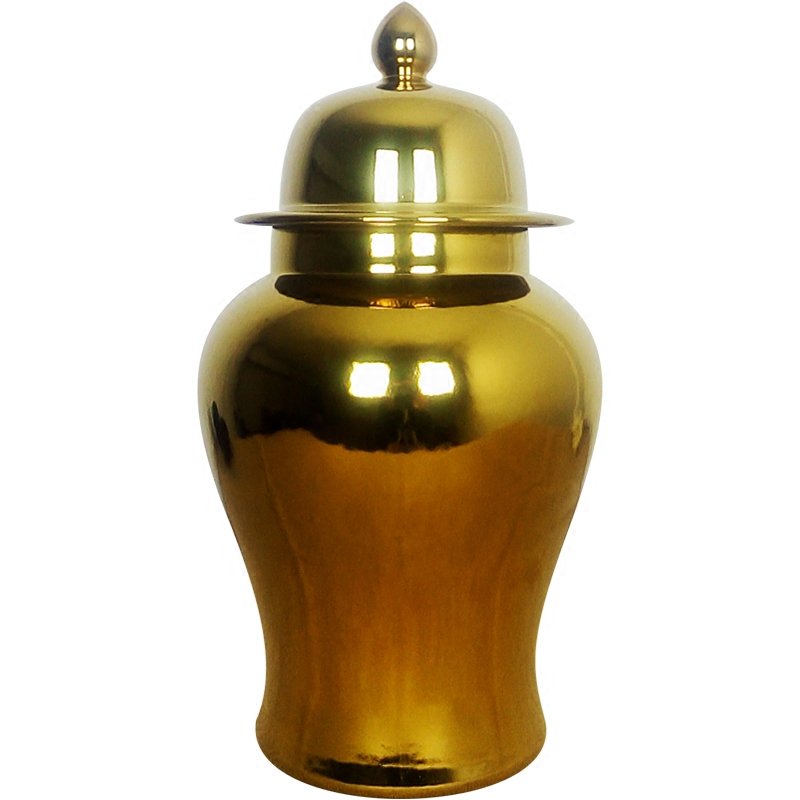 Ваза Gold Ceramic Chinese Jars with Lids Золотой Ваза Gold Ceramic Chinese Jars with Lids Золотой в Рязани | Loft Concept