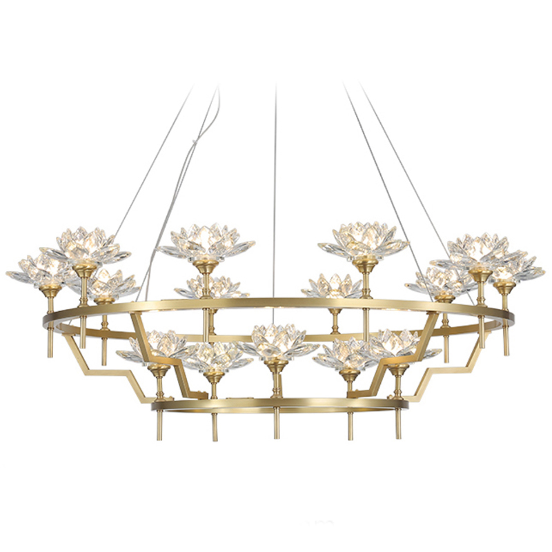 Большая Люстра Хрустальные Цветы Лотоса Lotus flower Clear Glass lamp 15 Латунь Прозрачное Стекло Большая Люстра Хрустальные Цветы Лотоса Lotus flower Clear Glass lamp 15 Латунь Прозрачное Стекло в Рязани | Loft Concept