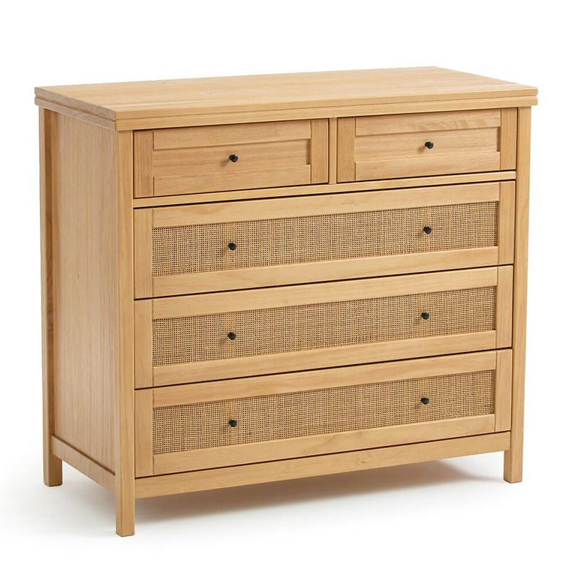 Комод в скандинавском стиле Niels Wicker 5 drawers ящики с плетеными вставками Древесина Комод в скандинавском стиле Niels Wicker 5 drawers ящики с плетеными вставками Древесина в Рязани | Loft Concept