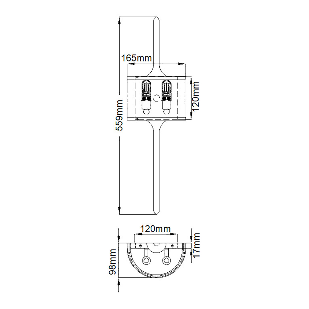 Бра вертикальное с белым полукруглым плафоном и длинным стержнем S Kichler в Рязани