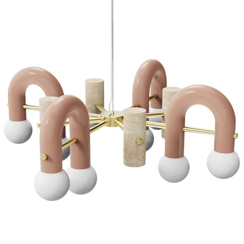 Люстра PYPPE 100 UTU SOULFUL LIGHTING Розовый Песочный Белый Латунь Люстра PYPPE 100 UTU SOULFUL LIGHTING Розовый Песочный Белый Латунь в Рязани | Loft Concept