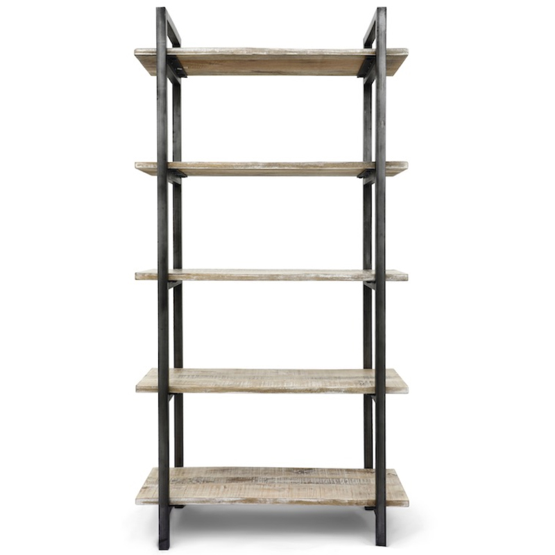 Стеллаж Takari Industrial light Wood Белый винтажная патина Черный Стеллаж Takari Industrial light Wood Белый винтажная патина Черный в Рязани | Loft Concept
