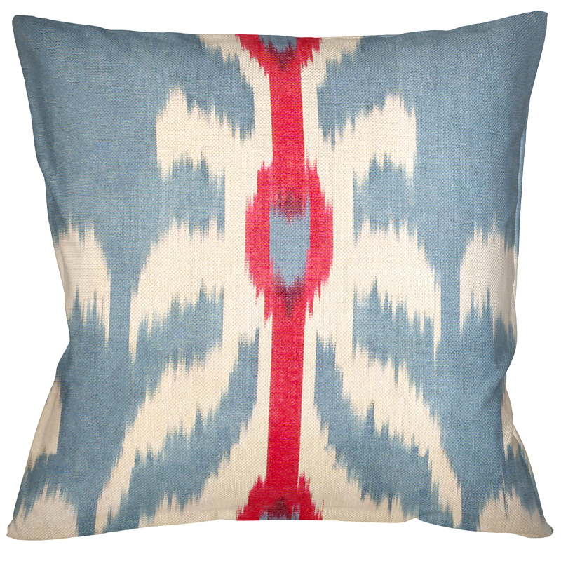 Декоративная подушка Ikat Pattern Голубая с красной линией Мульти Декоративная подушка Ikat Pattern Голубая с красной линией Мульти в Рязани | Loft Concept