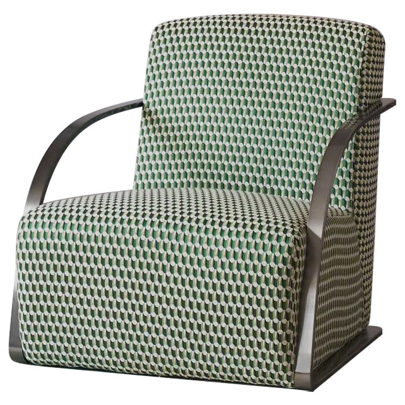 Кресло Esme Green Pattern Armchair Зеленый Темный хром Кресло Esme Green Pattern Armchair Зеленый Темный хром в Рязани | Loft Concept