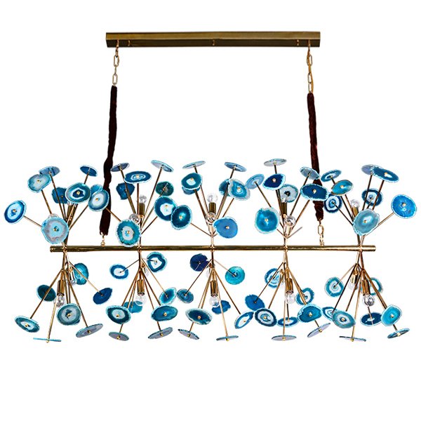 Люстра Agate Burst Chandelier Blue Line Золотой Синий Люстра Agate Burst Chandelier Blue Line Золотой Синий в Рязани | Loft Concept
