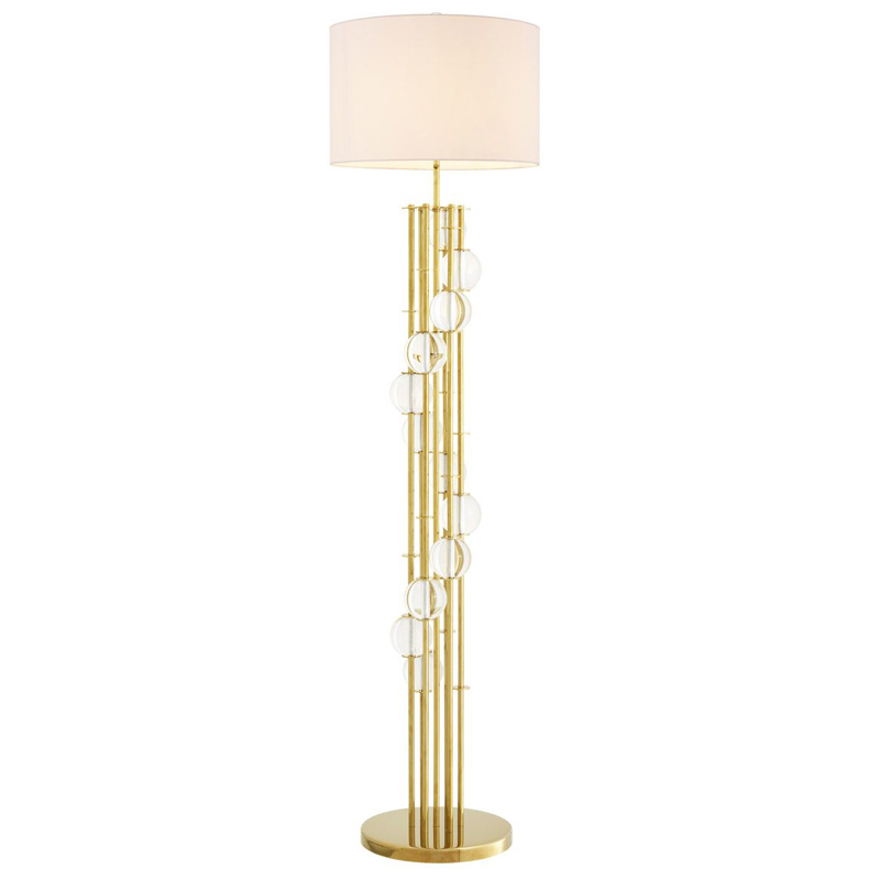 Торшер Eichholtz Floor Lamp Lorenzo Gold & white Глянцевое золото Белый Прозрачный Торшер Eichholtz Floor Lamp Lorenzo Gold & white Глянцевое золото Белый Прозрачный в Рязани | Loft Concept