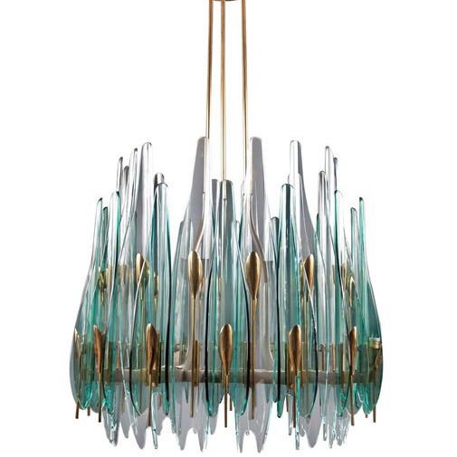Люстра Max Ingrand Dahlia Chandelier Прозрачный зеленый Глянцевое золото в Рязани | Loft Concept 