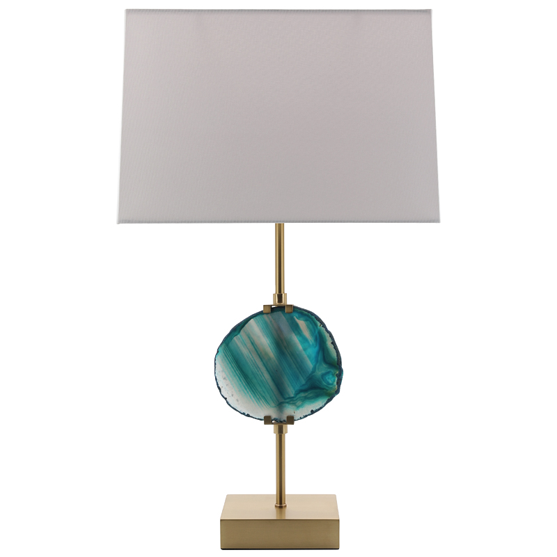 Настольная лампа Blue Agate Design Table Lamp Латунь Синий Бирюзовый Белый Настольная лампа Blue Agate Design Table Lamp Латунь Синий Бирюзовый Белый в Рязани | Loft Concept