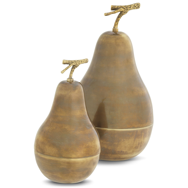 Комплект шкатулок Eichholtz Box Pear Set of 2 brass Винтажная латунь Комплект шкатулок Eichholtz Box Pear Set of 2 brass Винтажная латунь в Рязани | Loft Concept