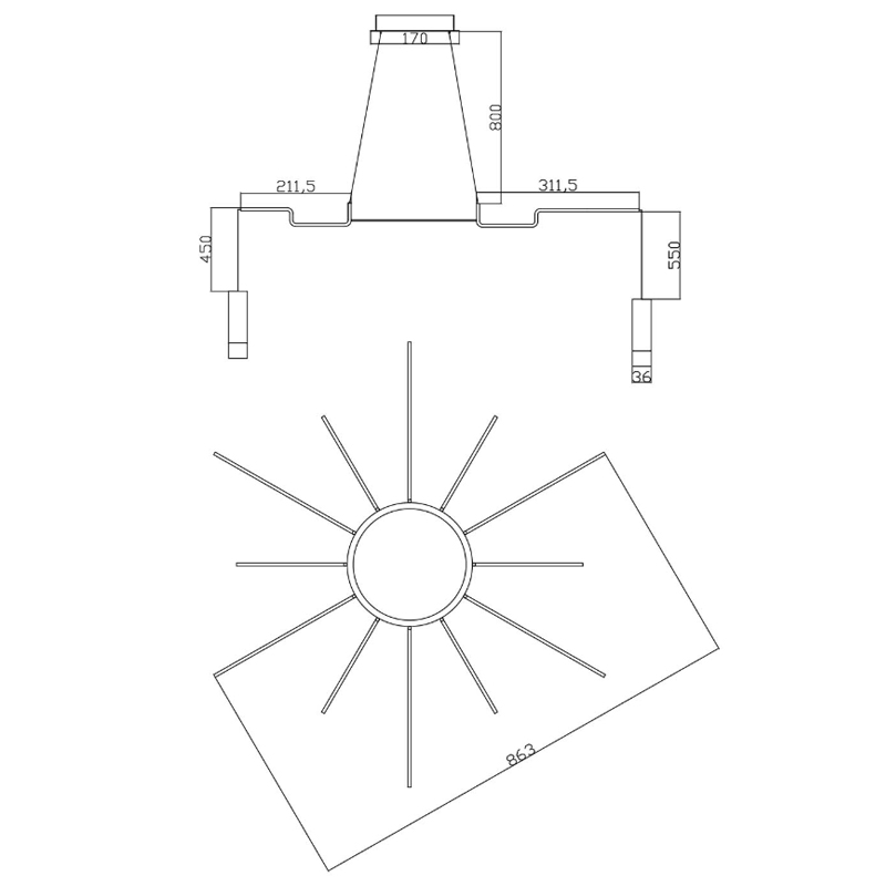 Wireflow LED Black Suspension lam 12 патронов Wireflow LED Black Suspension lam 12 патронов в Рязани