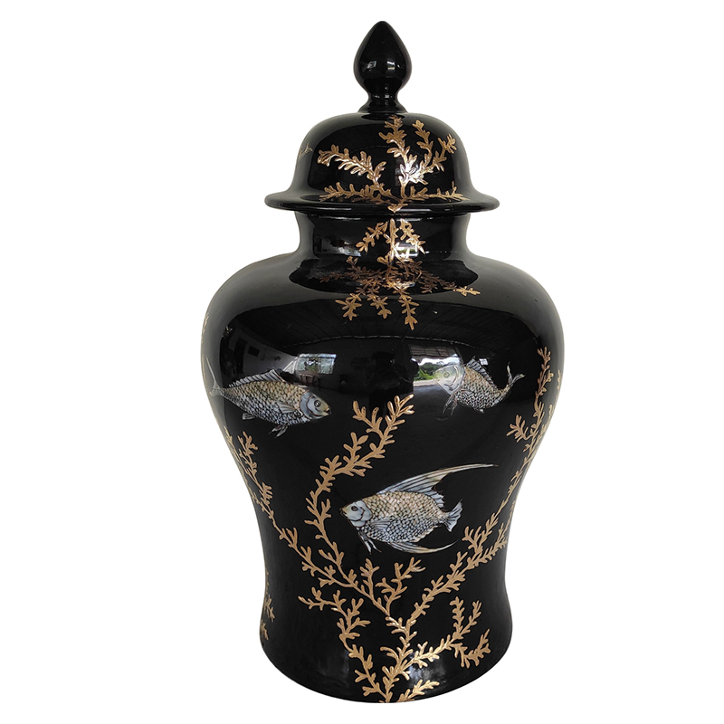 Ваза Vase Algae Fish Черный Золотой Ваза Vase Algae Fish Черный Золотой в Рязани | Loft Concept