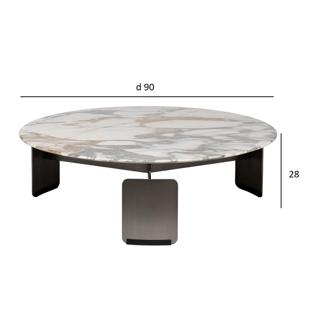 Столик журнальный с круглой мраморной столешницей на трех опорах Marble Stone Drawing в Рязани