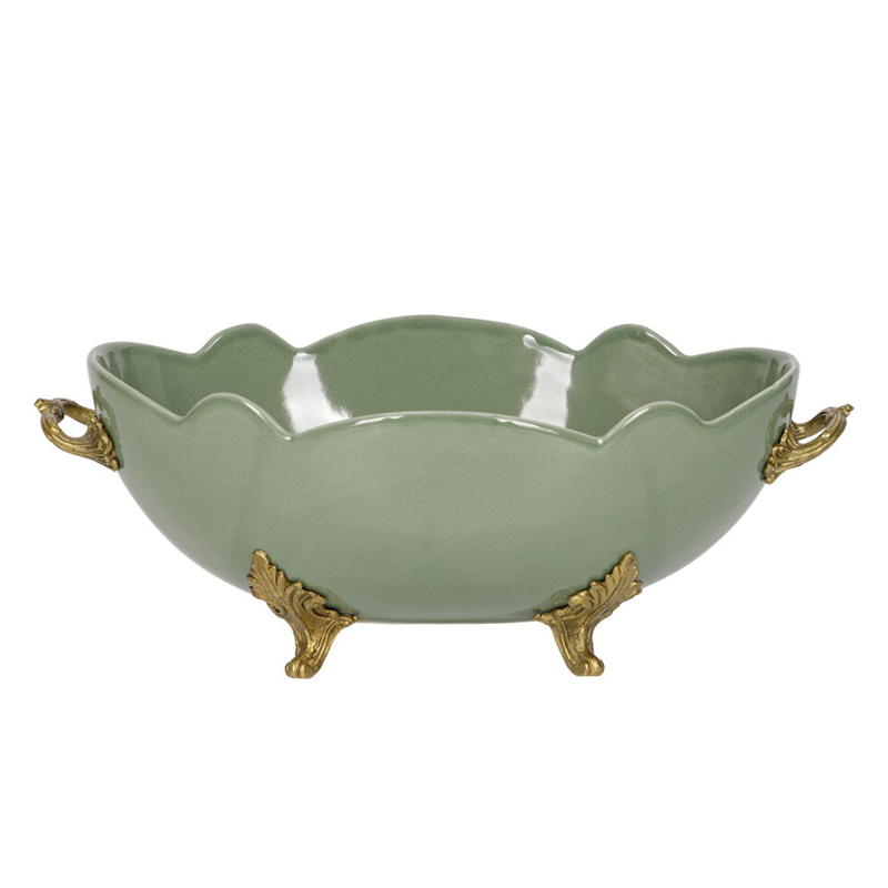 Чаша зеленого цвета из фарфора с волнообразным краем Eden Garden porcelain and bronze Зеленый Бронза Чаша зеленого цвета из фарфора с волнообразным краем Eden Garden porcelain and bronze Зеленый Бронза в Рязани | Loft Concept