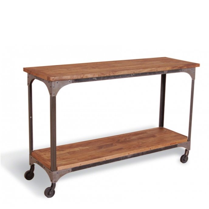 Консоль стол Industrial Metal Rust Console Table on Wheels Консоль стол Industrial Metal Rust Console Table on Wheels в Рязани | Loft Concept