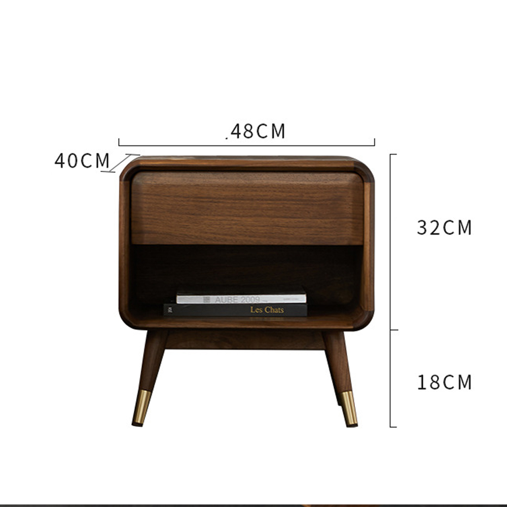 Прикроватная деревянная тумба с ящиком и нишей для хранения Moon Walnut Furniture Прикроватная деревянная тумба с ящиком и нишей для хранения Moon Walnut Furniture в Рязани