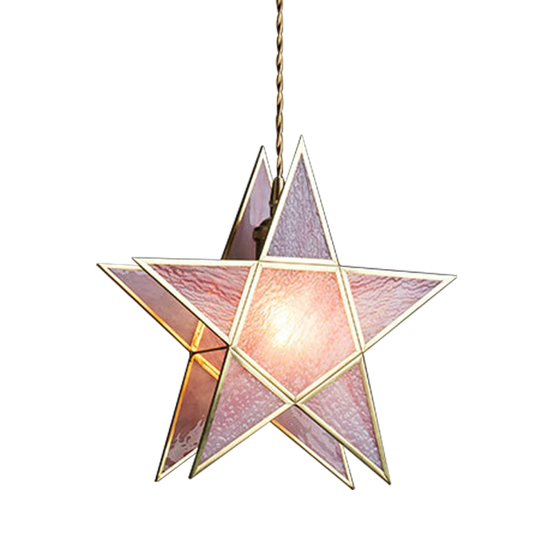 Подвесной светильник Star Pink Glass Hanging Light Розовый Латунь Подвесной светильник Star Pink Glass Hanging Light Розовый Латунь в Рязани | Loft Concept
