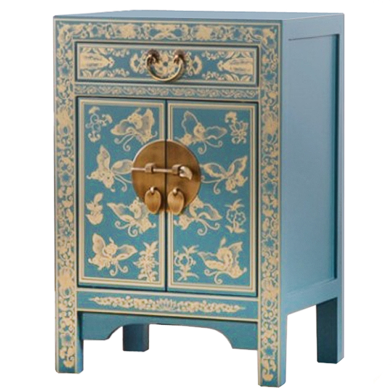 Светло-бирюзовая тумба в Китайском стиле ручная роспись Light Turquoise Chinese Nightstand Бирюзовый Золотой Светло-бирюзовая тумба в Китайском стиле ручная роспись Light Turquoise Chinese Nightstand Бирюзовый Золотой в Рязани | Loft Concept