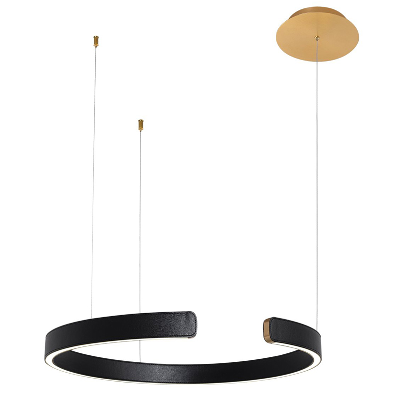 Подвесной светильник Half Ring black leather 60 Черный Золотой Подвесной светильник Half Ring black leather 60 Черный Золотой в Рязани | Loft Concept