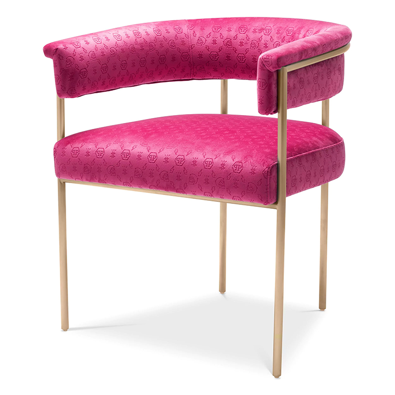 Стул Philipp Plein Dining Chair Monogram Розовый Розовый Золотой Стул Philipp Plein Dining Chair Monogram Розовый Розовый Золотой в Рязани | Loft Concept