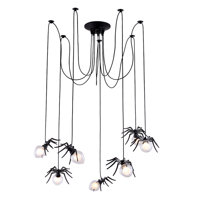 Люстра черная Паук Spiders lamp 7 Черный Прозрачный Люстра черная Паук Spiders lamp 7 Черный Прозрачный в Рязани | Loft Concept