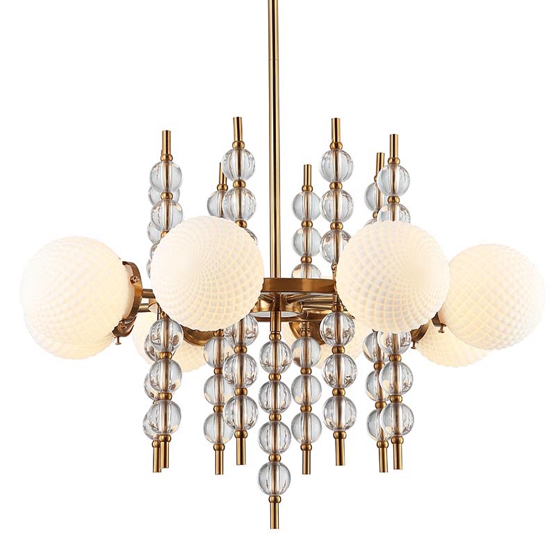 Люстра Addelyn Chandelier 8 lamp Белый Латунь Люстра Addelyn Chandelier 8 lamp Белый Латунь в Рязани | Loft Concept