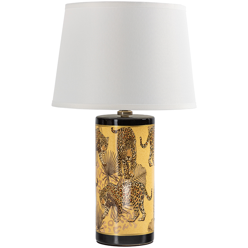 Настольная лампа с абажуром Leopard Lampshade Yellow White Желтый Белый Черный Настольная лампа с абажуром Leopard Lampshade Yellow White Желтый Белый Черный в Рязани | Loft Concept