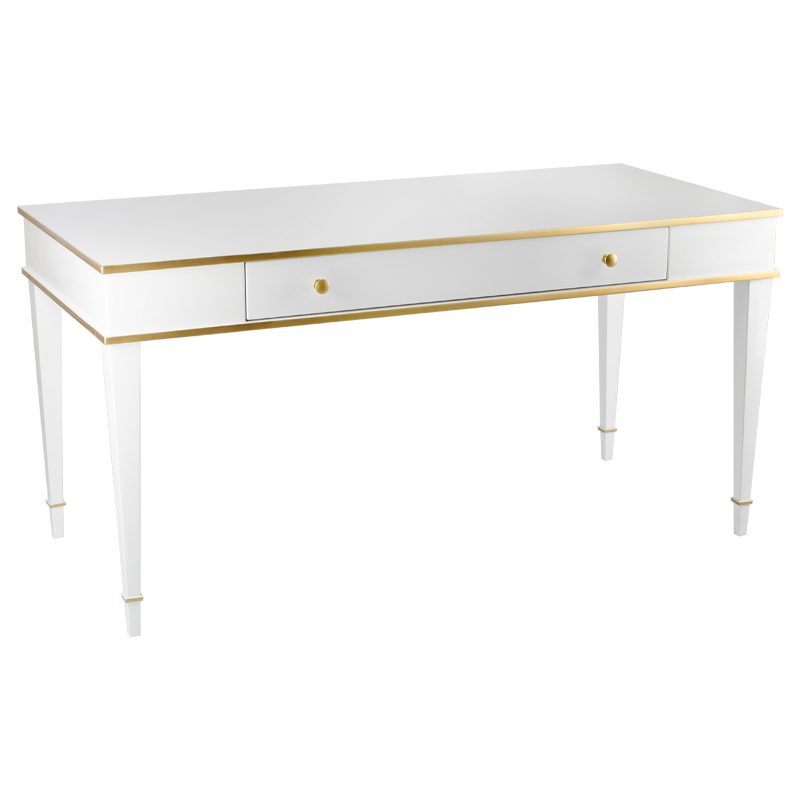 Письменный стол Kelly Desk Белый Белый Золотой Письменный стол Kelly Desk Белый Белый Золотой в Рязани | Loft Concept