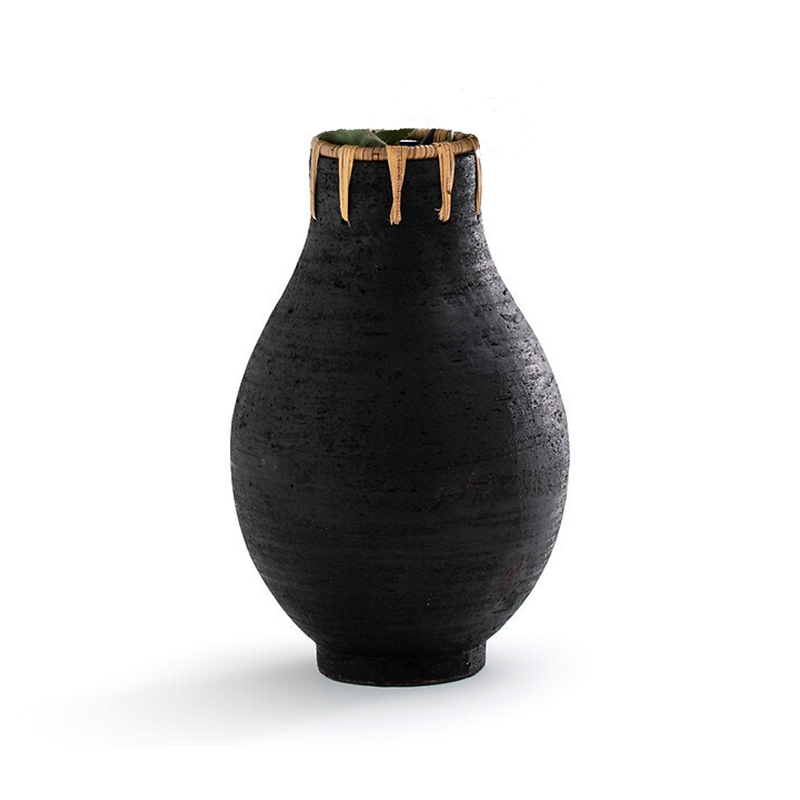 Ваза Ceramic Vase & Rattan D20 Черный Ваза Ceramic Vase & Rattan D20 Черный в Рязани | Loft Concept