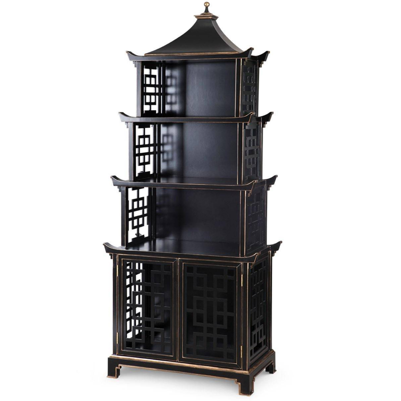 Стеллаж Черная Пагода Bungalow 5 Pagoda Black Wood Винтажный черный Стеллаж Черная Пагода Bungalow 5 Pagoda Black Wood Винтажный черный в Рязани | Loft Concept
