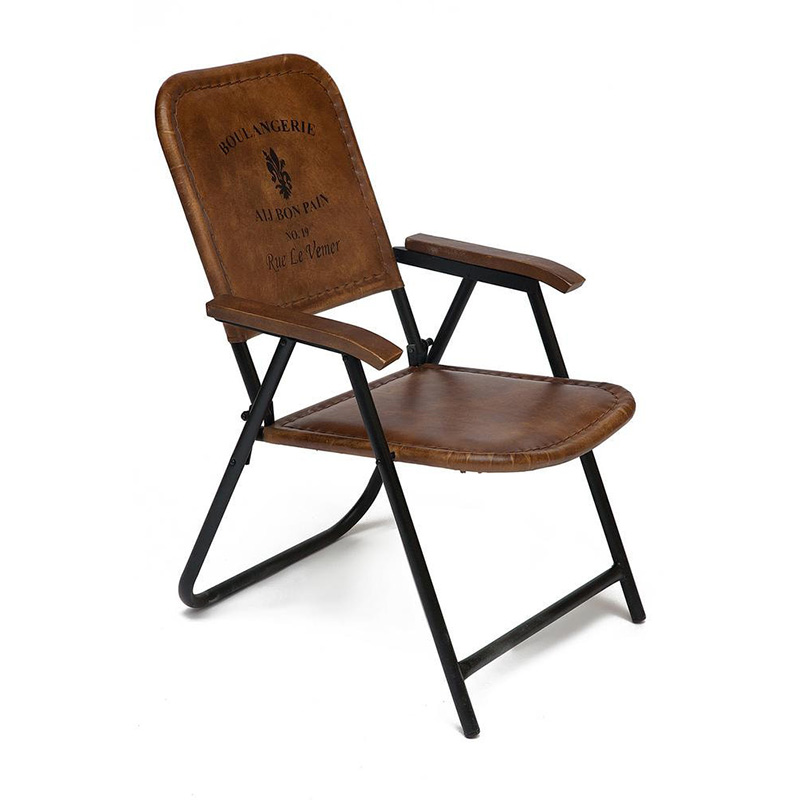 Складной кожаный стул Industrial Folding buffalo leather chair Коричневый Черный Складной кожаный стул Industrial Folding buffalo leather chair Коричневый Черный в Рязани | Loft Concept