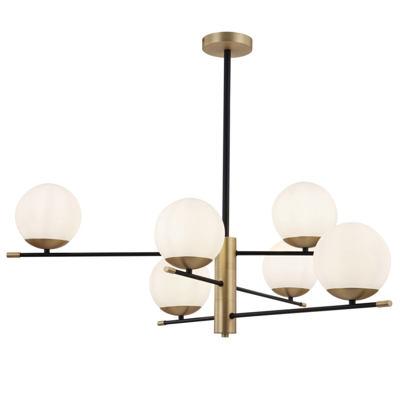 Светильник Spike Six Balls Hanging Lamp матовое золото Прозрачный белый Светильник Spike Six Balls Hanging Lamp матовое золото Прозрачный белый в Рязани | Loft Concept