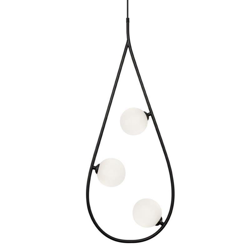 Люстра Marcan 3 Ball Chandelier Black Черный Белый в Рязани | Loft Concept 