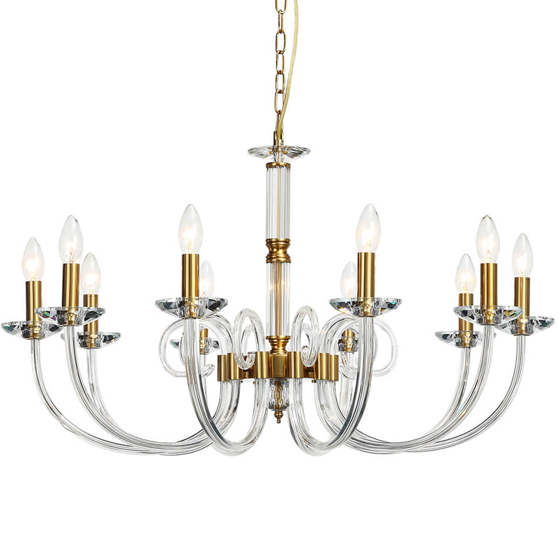 Люстра Twisted Glass Candles Chandelier 10 Золотой Прозрачное Стекло Люстра Twisted Glass Candles Chandelier 10 Золотой Прозрачное Стекло в Рязани | Loft Concept