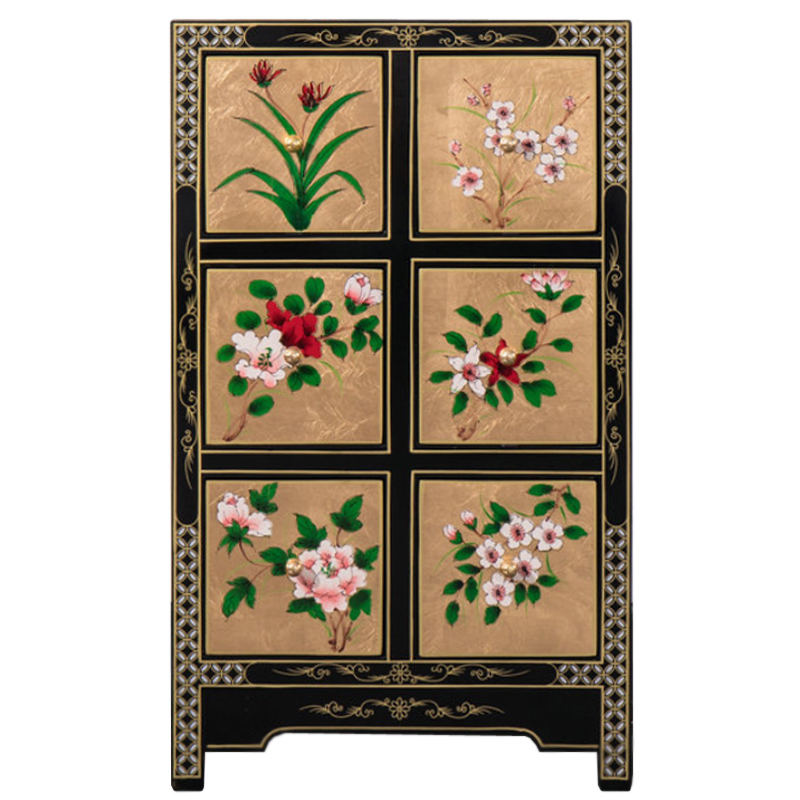 Тумба в Китайском стиле ручная роспись Black and Gold Chinese Nightstand Черный Золотой Мульти Тумба в Китайском стиле ручная роспись Black and Gold Chinese Nightstand Черный Золотой Мульти в Рязани | Loft Concept