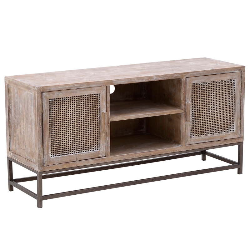 Тумба Rosita Wood tv stand Бежево-серый Металлик винтаж Тумба Rosita Wood tv stand Бежево-серый Металлик винтаж в Рязани | Loft Concept
