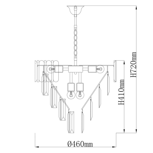 Люстра из черного металла с многоярусными подвесками из прозрачного хрусталя на золотой цепи Empire Black Chandelier Crystal в Рязани