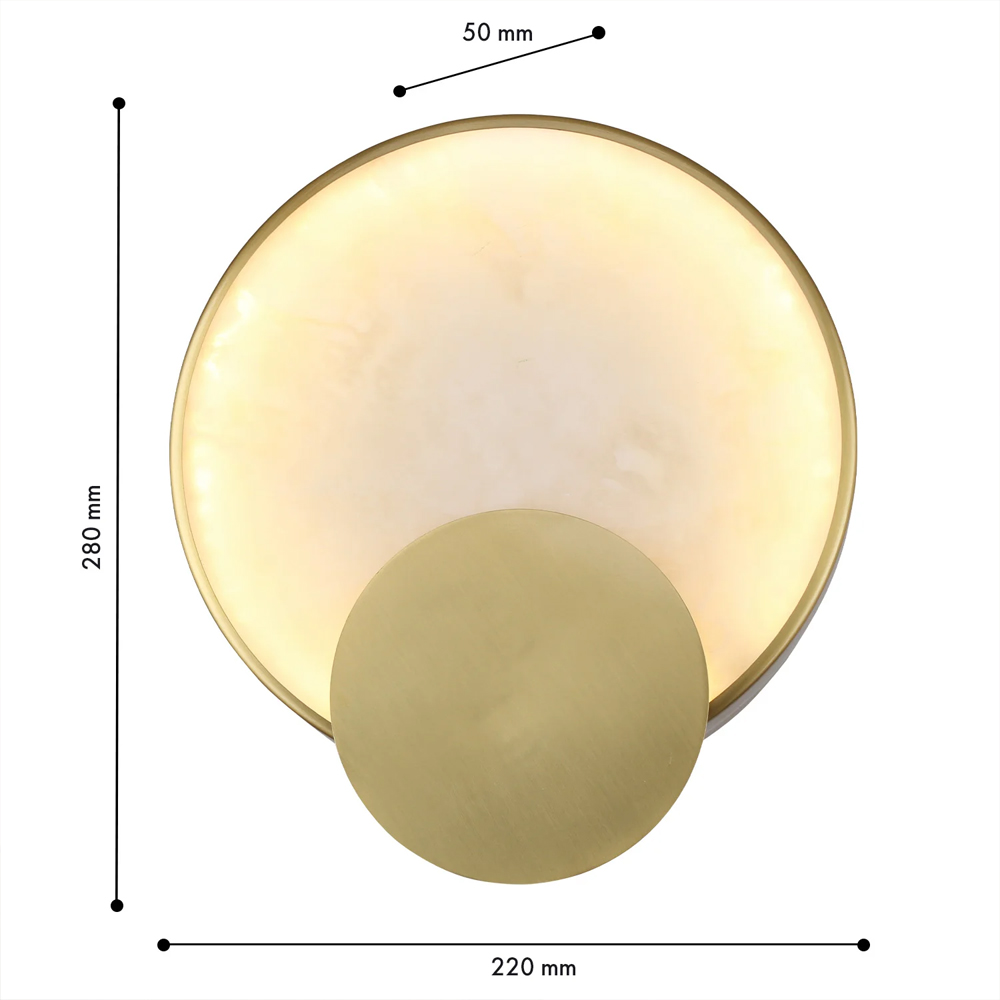 Бра в форме диска из бежевого алебастра Cryptocrystalline Stone в Рязани