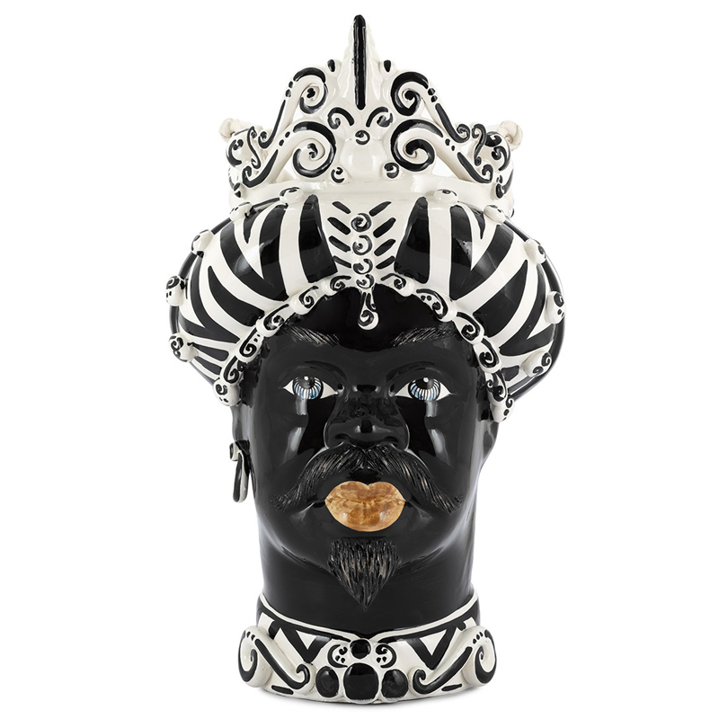 Ваза VASE MORO MAN MEDIUM zebra Черный Белый Ваза VASE MORO MAN MEDIUM zebra Черный Белый в Рязани | Loft Concept