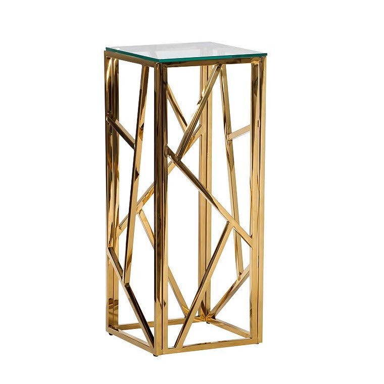 Подставка Serene Furnishing Gold Clear Glass Top stand Прозрачное Стекло Золотой Подставка Serene Furnishing Gold Clear Glass Top stand Прозрачное Стекло Золотой в Рязани | Loft Concept
