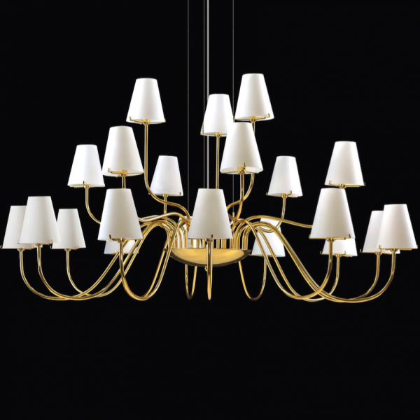 Люстра Imperial Chandelier 21 Глянцевое золото Белый Люстра Imperial Chandelier 21 Глянцевое золото Белый в Рязани | Loft Concept