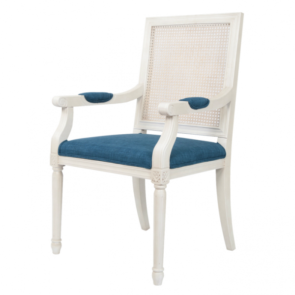 Стул French chairs Provence Garden White ArmChair Белый Темно-синий Стул French chairs Provence Garden White ArmChair Белый Темно-синий в Рязани | Loft Concept
