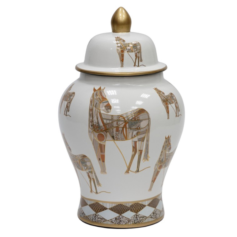 Ваза Horses Vase Белый Бежевый Коричневый Ваза Horses Vase Белый Бежевый Коричневый в Рязани | Loft Concept